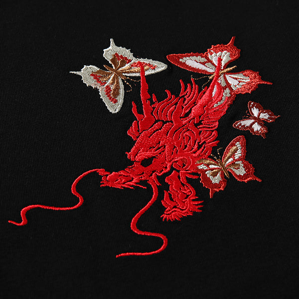 Embroidered dragon head hoodie