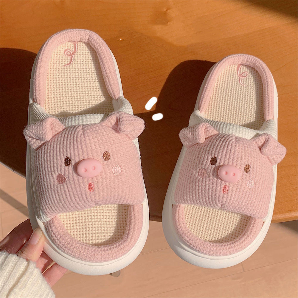 Home Bedroom Soft Platform Linen Slippers