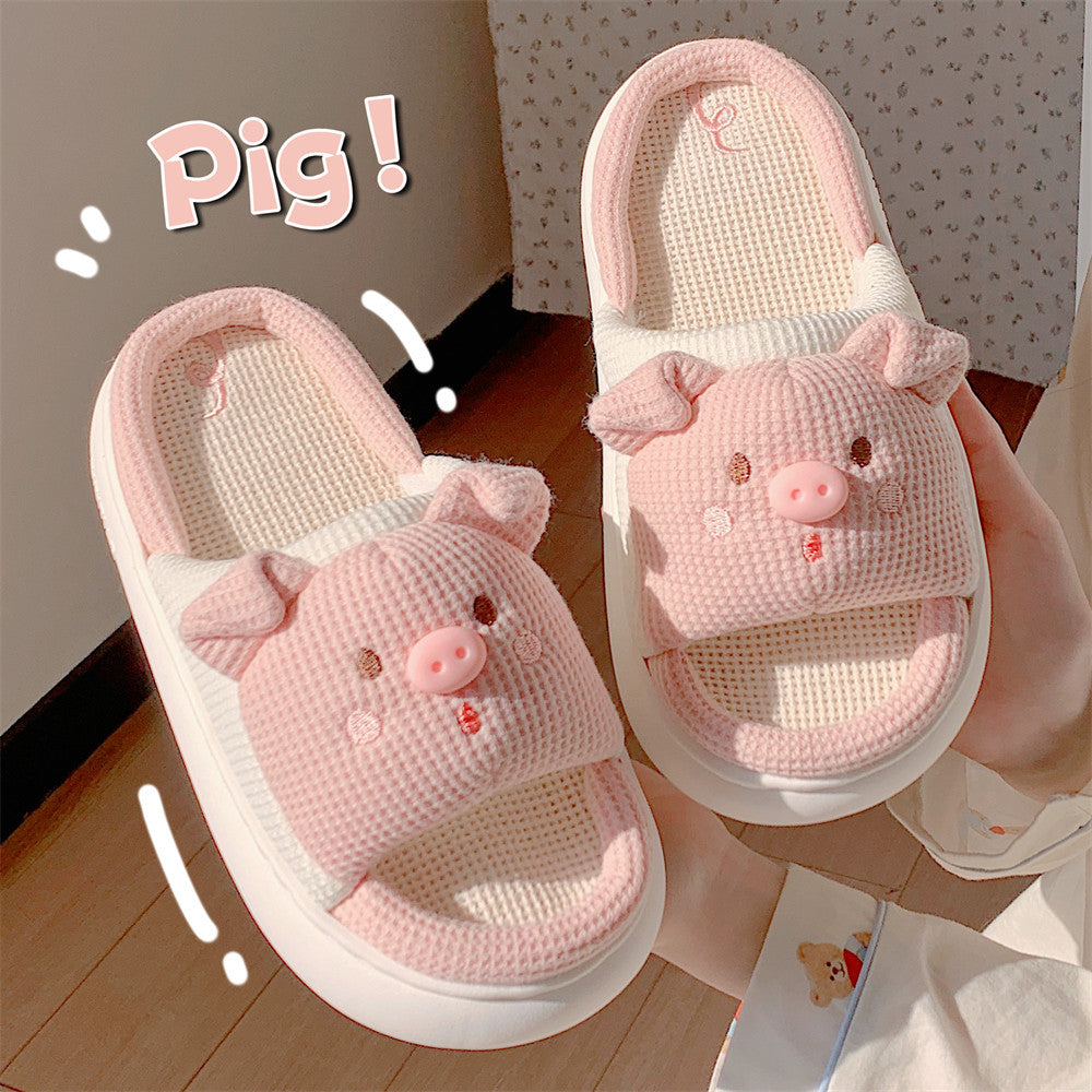 Home Bedroom Soft Platform Linen Slippers