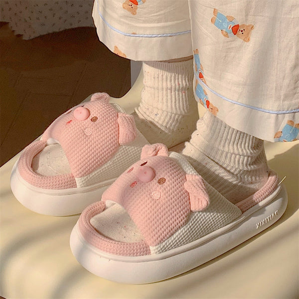 Home Bedroom Soft Platform Linen Slippers