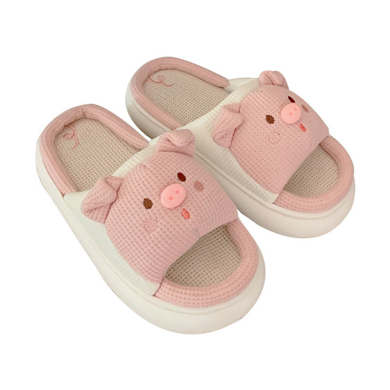 Home Bedroom Soft Platform Linen Slippers