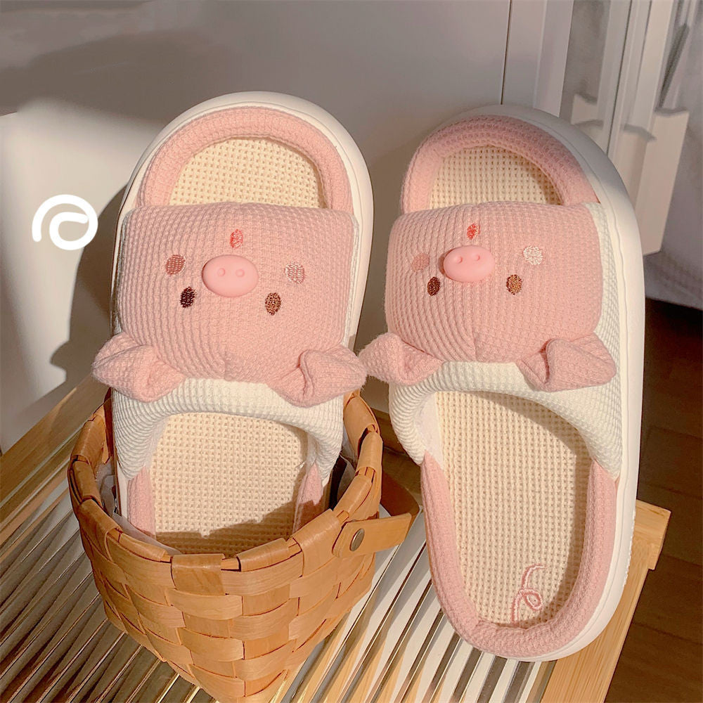 Home Bedroom Soft Platform Linen Slippers